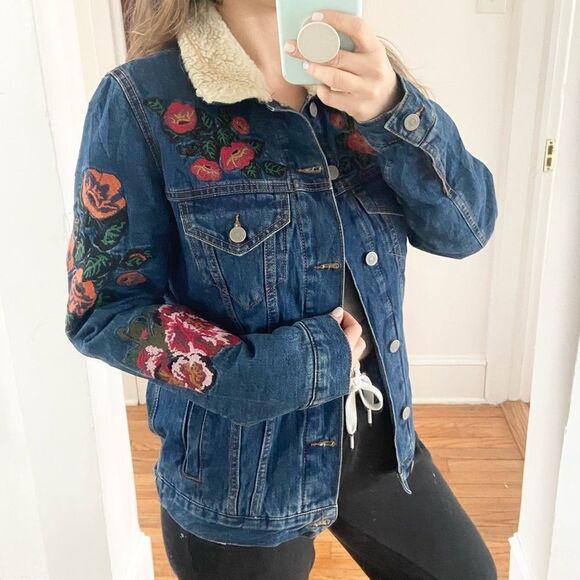 ASOS Jackets & Blazers - ASOS Embroidered Denim Jacket Size XXS